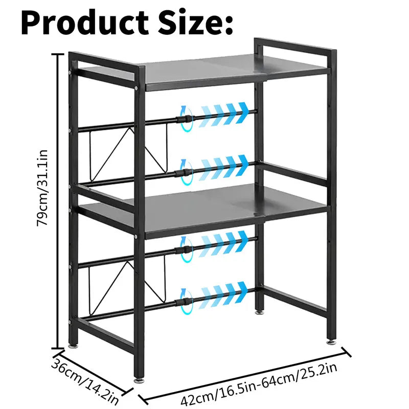 1pc Expandable 42-64cm Microwave Shelf Organizer, Moisture And Rust Proof Microwave Countertop Organizer,Tableware Storage