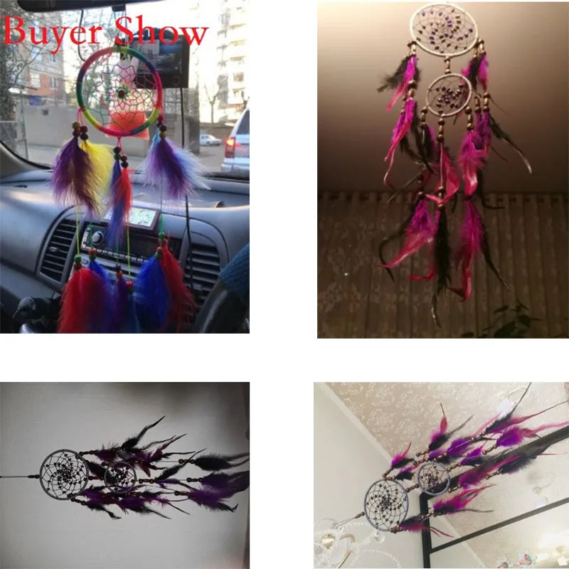 Atrapasueños de plumas púrpuras, atrapasueños hecho a mano, red para colgar en la pared, decoración del hogar, regalo de cumpleaños