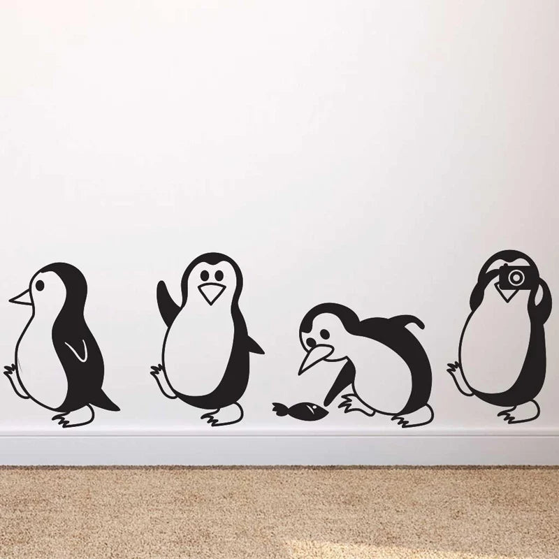 Lindo pequeño pingüino pegatina de pared decoración del hogar habitación de los niños sala de estar decoración de fondo Mural arte calcomanías pegatinas de animales