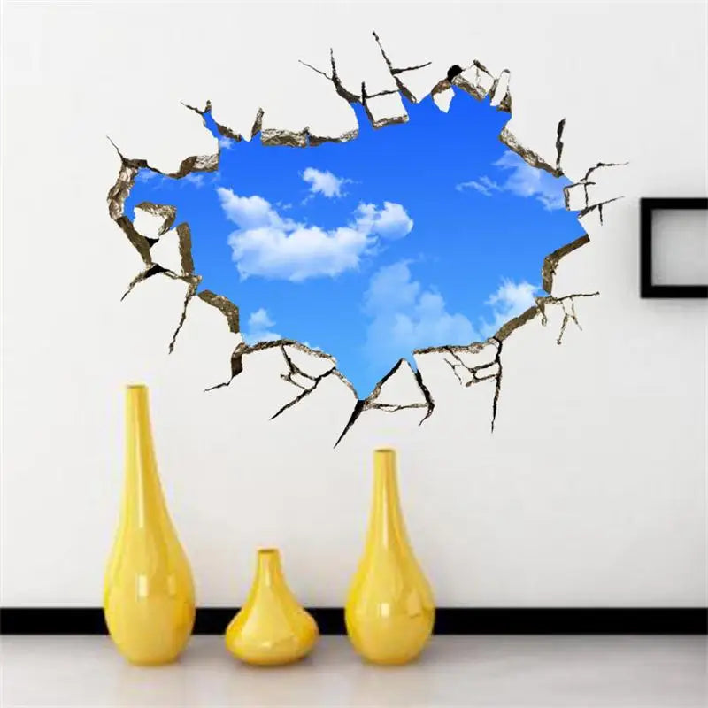 Pegatina de pared 3D de nubes blancas y cielo azul para niños, habitación de bebé, techo, Mural artístico, decoración del hogar, póster autoadhesivo para decoración de pared y suelo