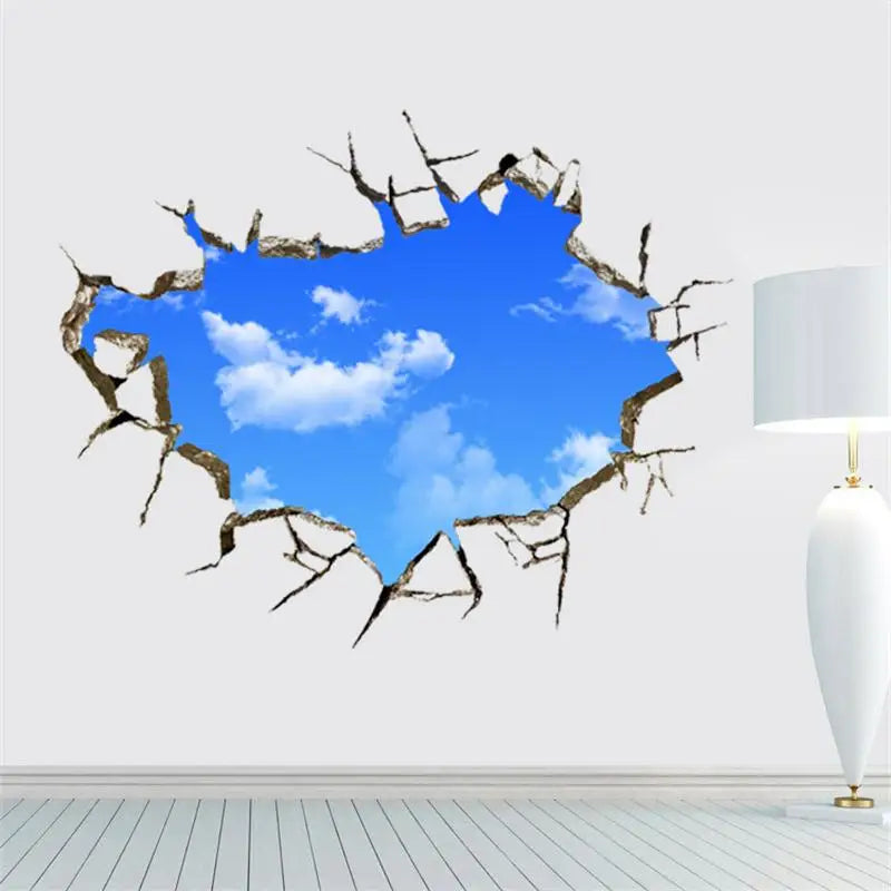 Pegatina de pared 3D de nubes blancas y cielo azul para niños, habitación de bebé, techo, Mural artístico, decoración del hogar, póster autoadhesivo para decoración de pared y suelo
