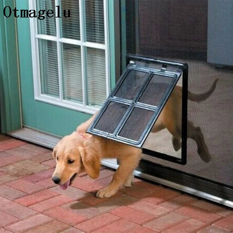 Puerta de plástico bloqueable para perro, gato y gatito, ventana de seguridad, puerta con solapa, túnel para mascotas, puerta de acceso libre para el hogar