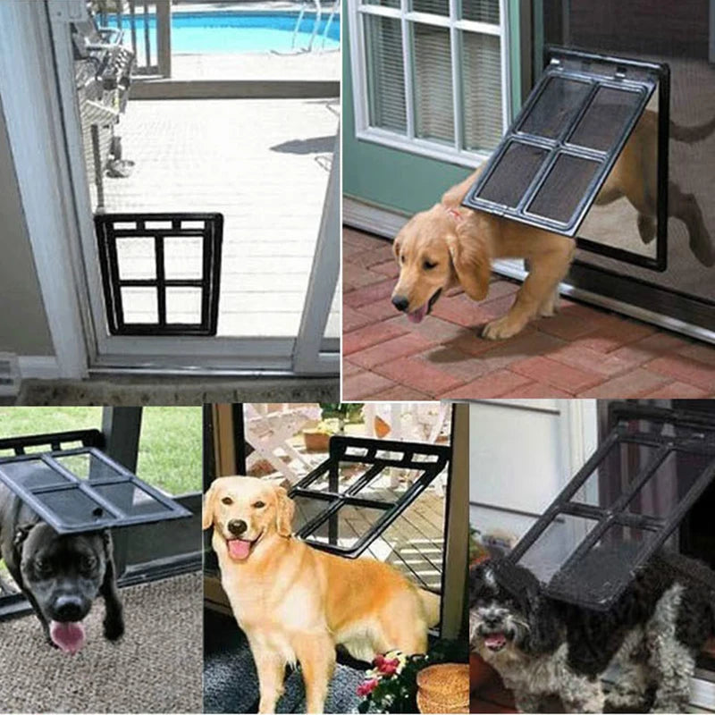 Puerta de plástico bloqueable para perro, gato y gatito, ventana de seguridad, puerta con solapa, túnel para mascotas, puerta de acceso libre para el hogar