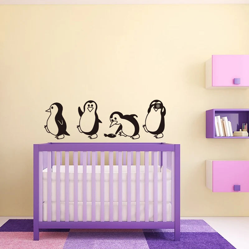Lindo pequeño pingüino pegatina de pared decoración del hogar habitación de los niños sala de estar decoración de fondo Mural arte calcomanías pegatinas de animales