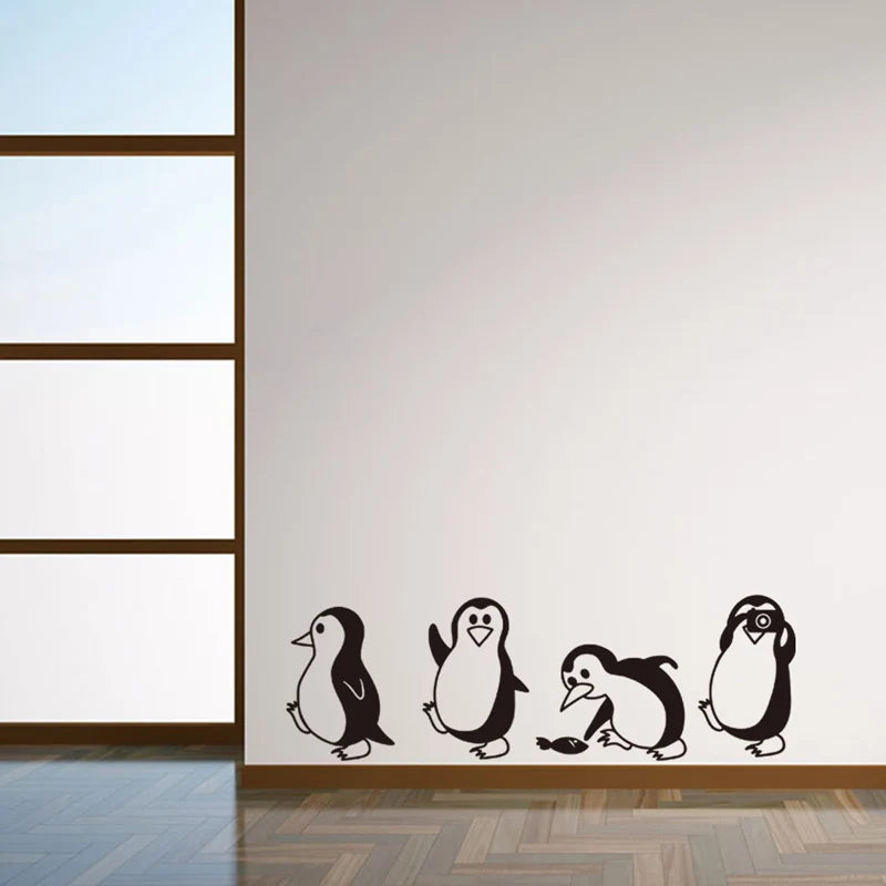 Lindo pequeño pingüino pegatina de pared decoración del hogar habitación de los niños sala de estar decoración de fondo Mural arte calcomanías pegatinas de animales