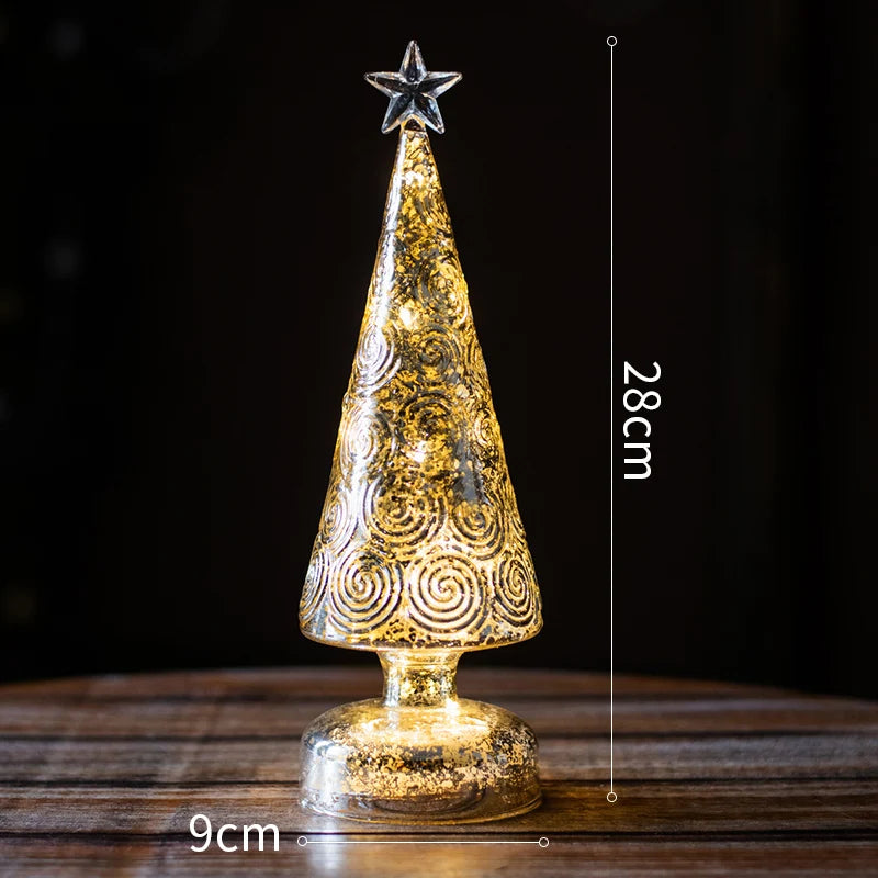 Árbol De Navidad De cristal, luz nocturna para el hogar, Navidad, ambiente festivo romántico, adornos De Navidad, decoración luminosa LED