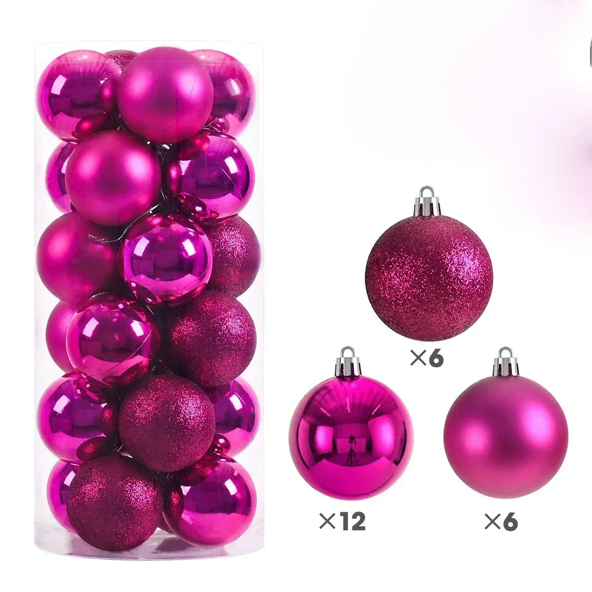 24 Uds. Bolas de Navidad de 3/4/6CM, bola grande, adornos colgantes para árbol de Navidad para decoración de fiesta, accesorios de regalos de Navidad de Año Nuevo 2025