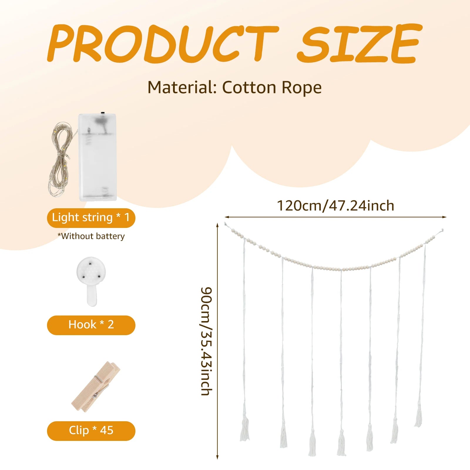 Decoración para colgar en la pared con exhibición de fotos, decoración bohemia para el hogar, cuentas de cuerda de algodón, tapiz de macramé para colgar en la pared, decoración romántica para habitación