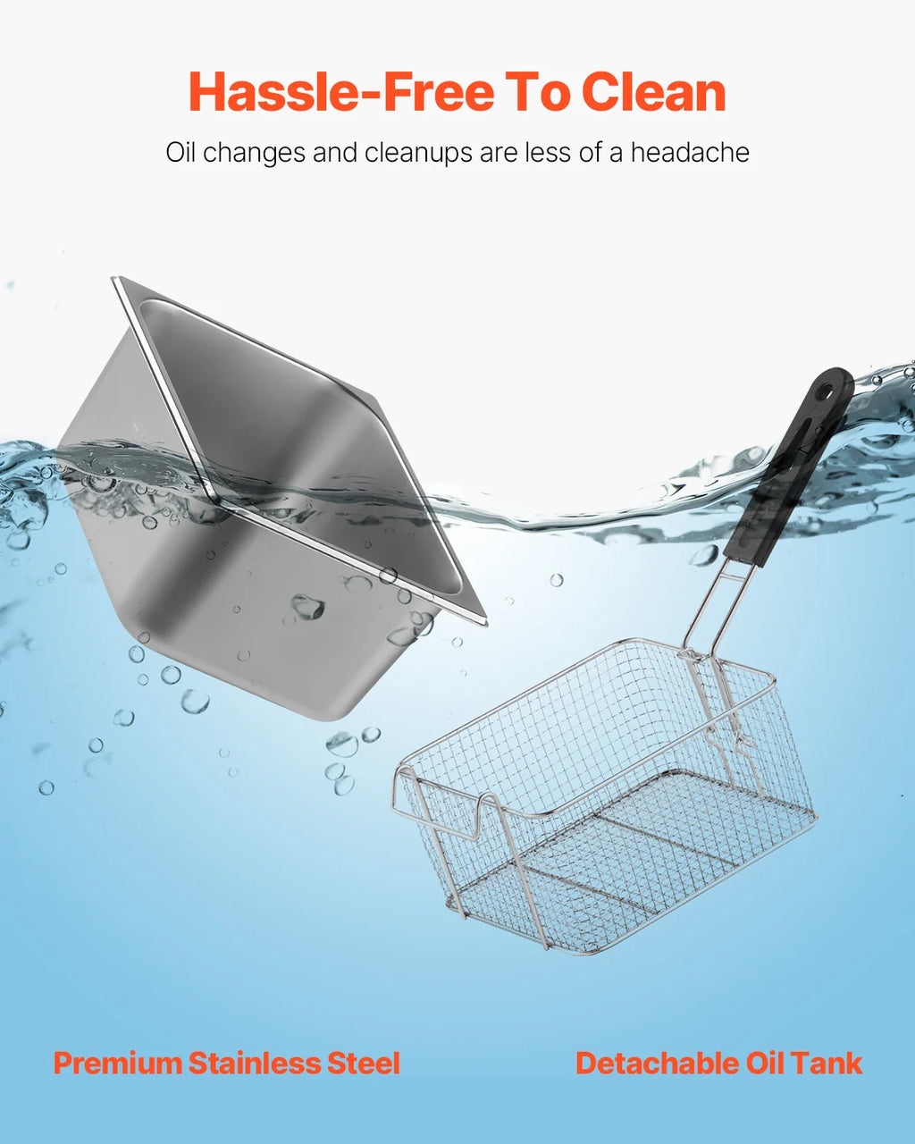 Freidoras eléctricas SucceBuy de 12L y 5000W, tanques dobles con cesta doble y tapa, freidora de grasa doble, Control de temperatura ajustable