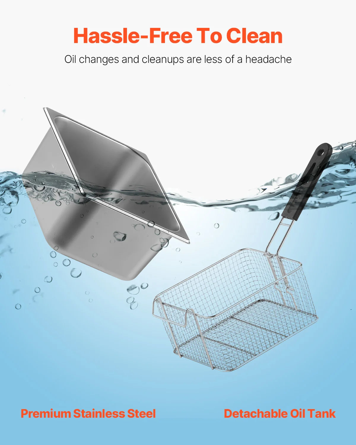 Freidoras eléctricas SucceBuy de 12L y 5000W, tanques dobles con cesta doble y tapa, freidora de grasa doble, Control de temperatura ajustable
