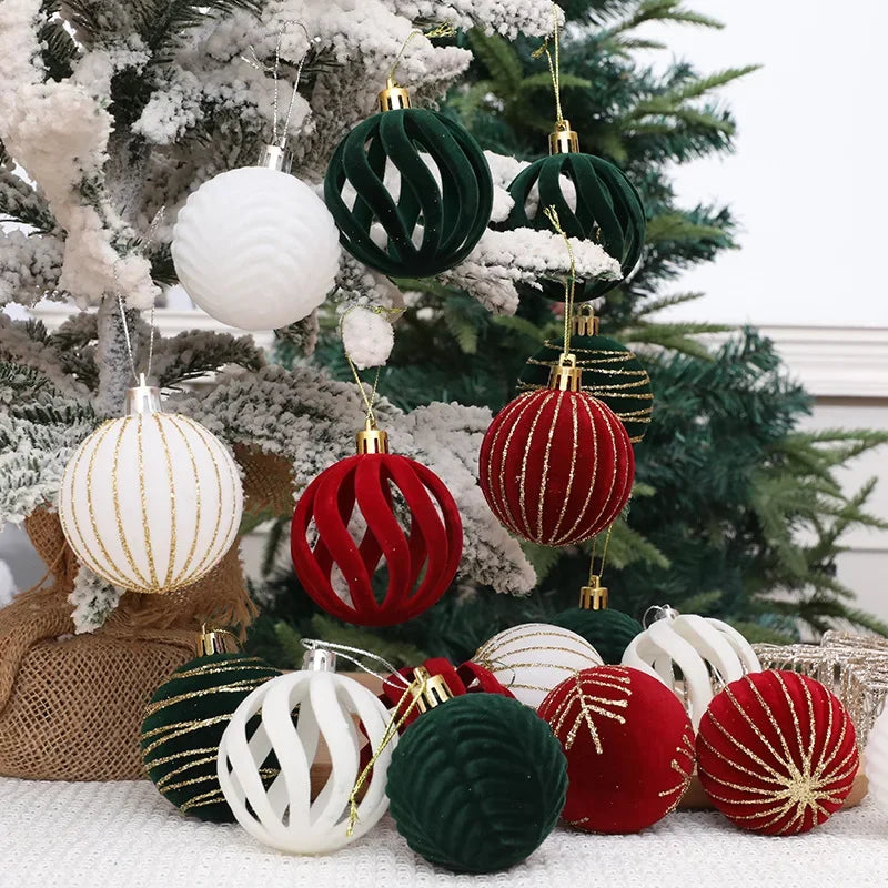 6 unids/caja 6cm adornos de bolas de Navidad árbol de Navidad colgantes adornos navideños para el hogar 2025 Navidad regalo de Año Nuevo