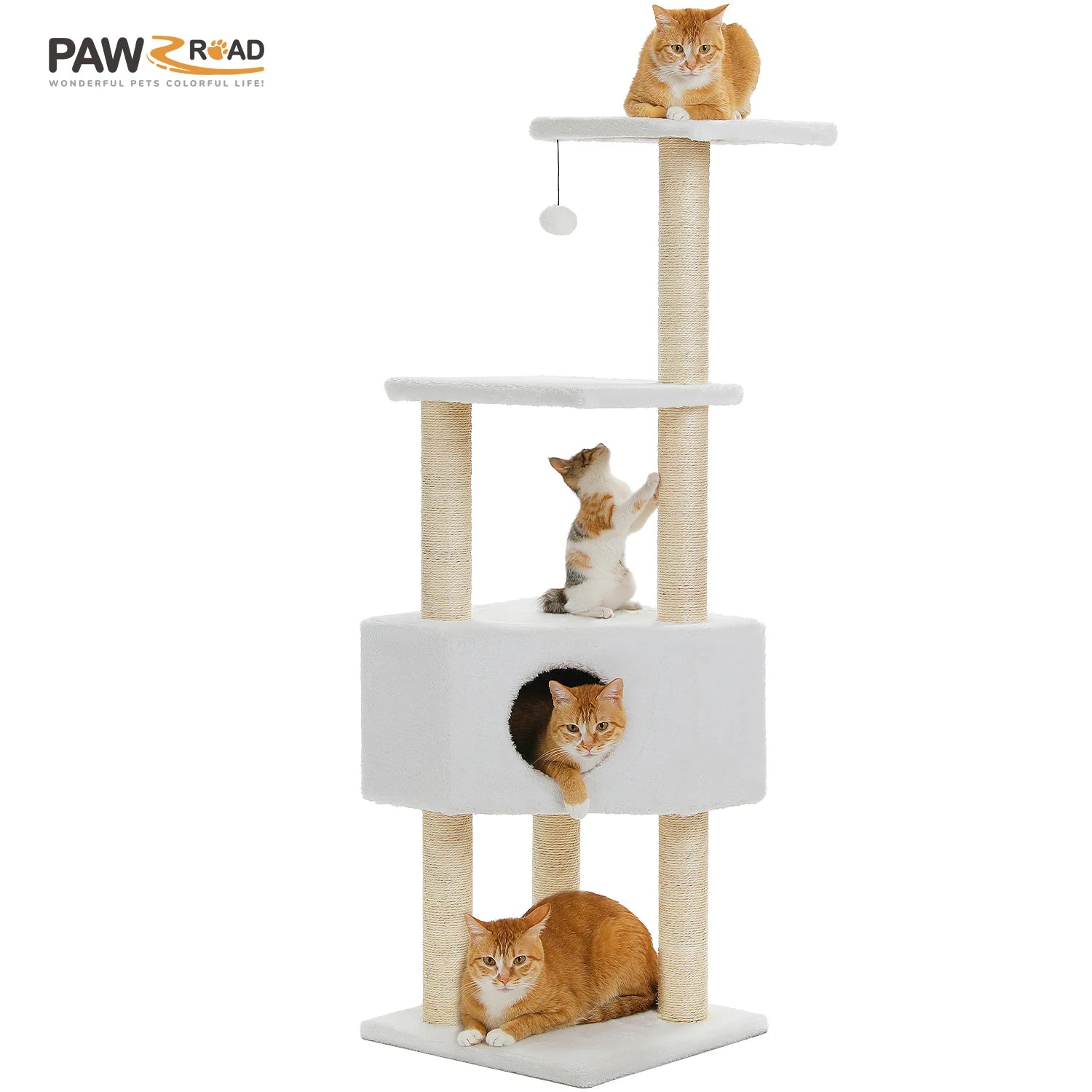 Árbol para gatos con torre de juguete para gatos, casa para gatos de interior con percha de felpa acolchada, hamaca acogedora y postes rascadores de Sisal