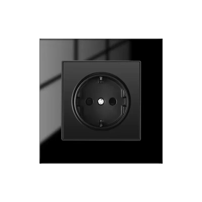 Depoguye blanco 16A toma de corriente estándar de la UE, enchufe de pared de panel de cristal, toma de corriente de 220V Corea 86mm * 86mm