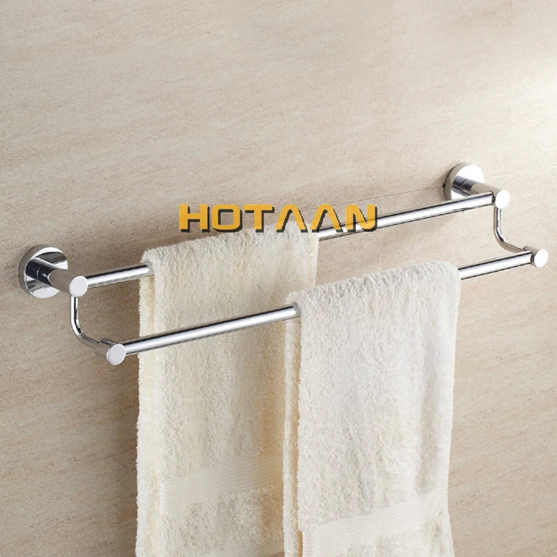 Accesorio de baño de acero inoxidable con acabado cromado, barra de toalla doble, toallero, soporte de 60cm, YT-10998