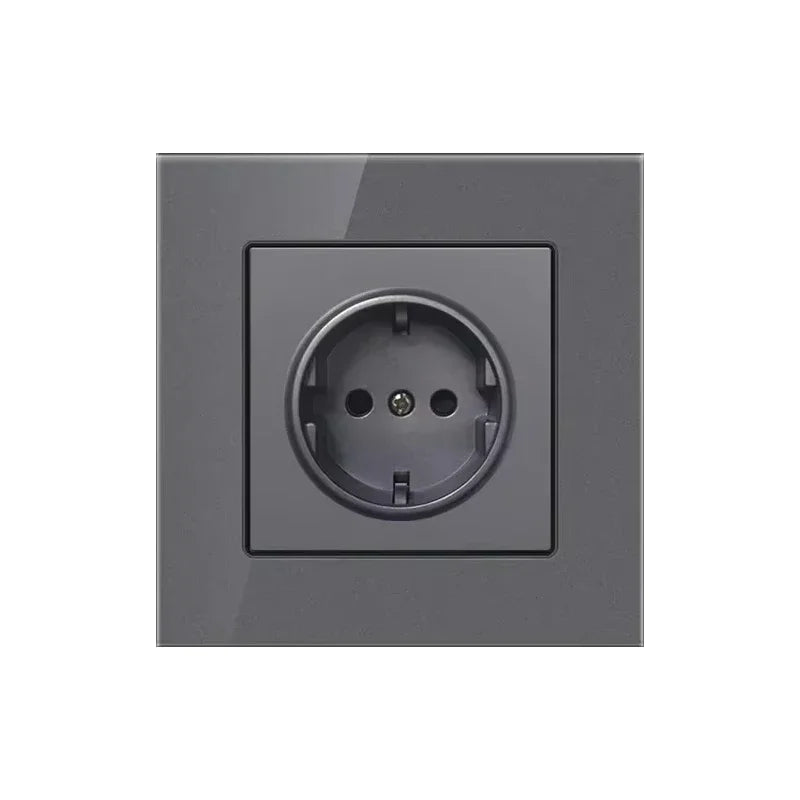 Depoguye blanco 16A toma de corriente estándar de la UE, enchufe de pared de panel de cristal, toma de corriente de 220V Corea 86mm * 86mm