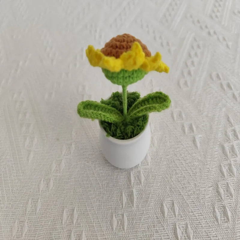 Hilo hecho a mano, ganchos, flores, girasoles, plantas en macetas, decoración del hogar, decoraciones de boda, regalos navideños