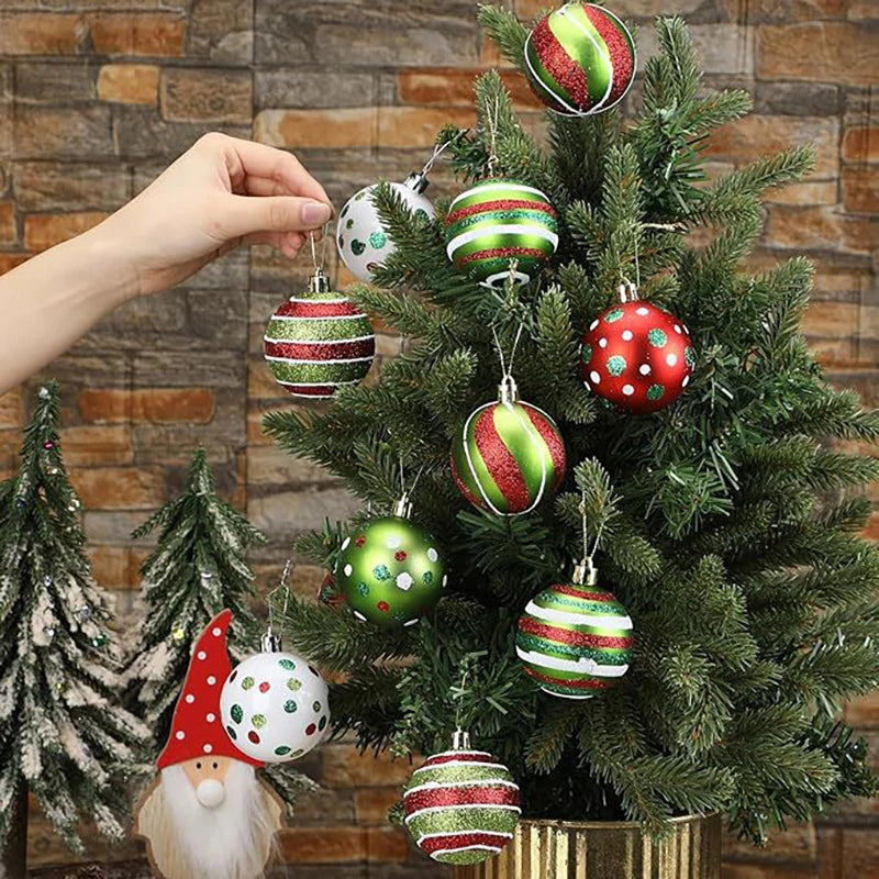 12 Uds. De bolas de Navidad de 6cm, adornos para árbol de Navidad, bolas pintadas, colgante, Navidad, Navidad, suministros de decoración para fiesta de año nuevo 2024
