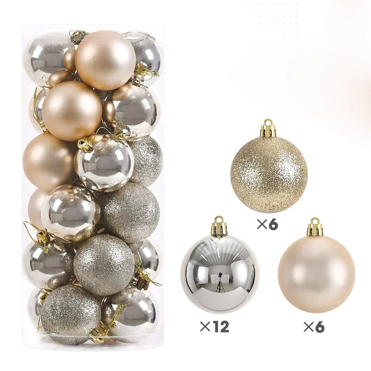 24 Uds. Bolas de Navidad de 3/4/6CM, bola grande, adornos colgantes para árbol de Navidad para decoración de fiesta, accesorios de regalos de Navidad de Año Nuevo 2025