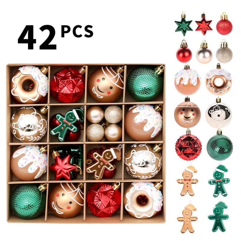 42 Uds. De bolas de Navidad de 6CM, adornos para árbol de Navidad, colgantes para colgar, fiesta en casa, decoración de árbol de Navidad, regalos de Año Nuevo