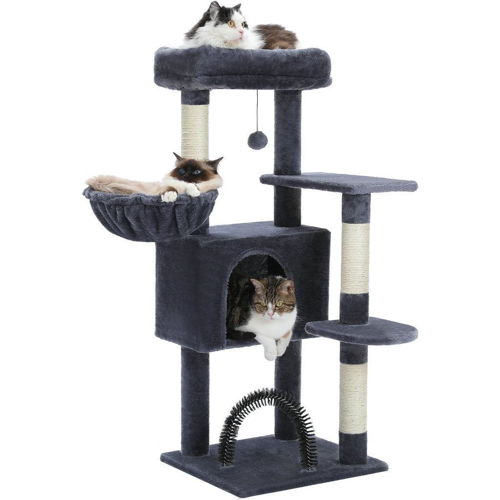 Árbol para gatos con torre de juguete para gatos, casa para gatos de interior con percha de felpa acolchada, hamaca acogedora y postes rascadores de Sisal