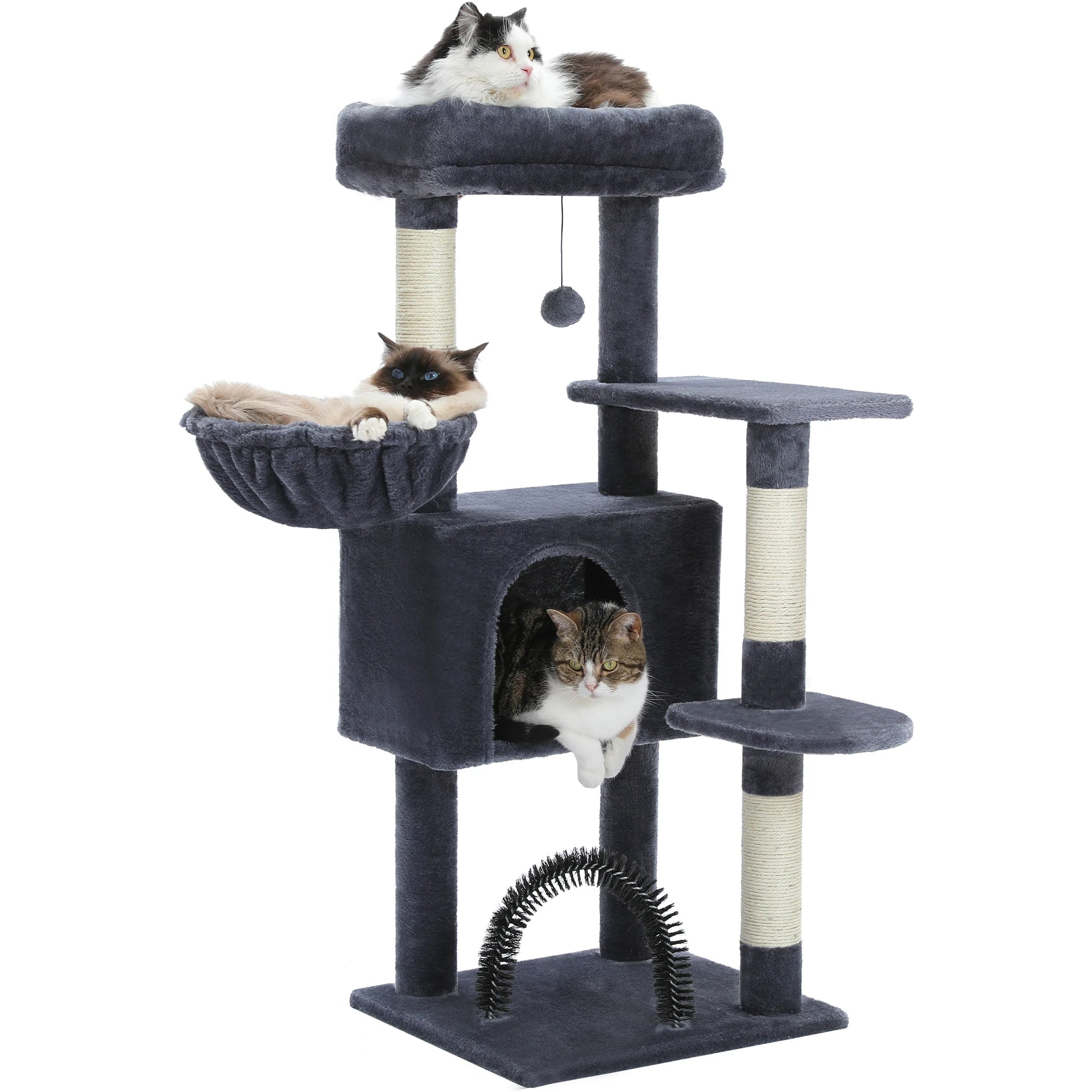 Árbol para gatos con torre de juguete para gatos, casa para gatos de interior con percha de felpa acolchada, hamaca acogedora y postes rascadores de Sisal