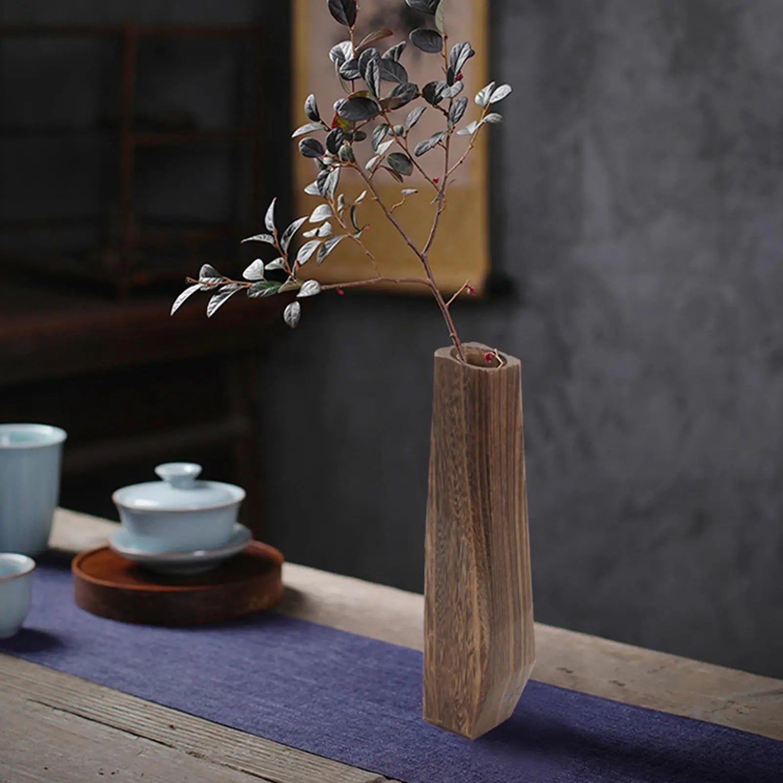 Florero de madera, florero de madera, adorno de mesa, decoración del hogar para interior, exterior, Patio, pasillo, baño, dormitorio, centros de mesa