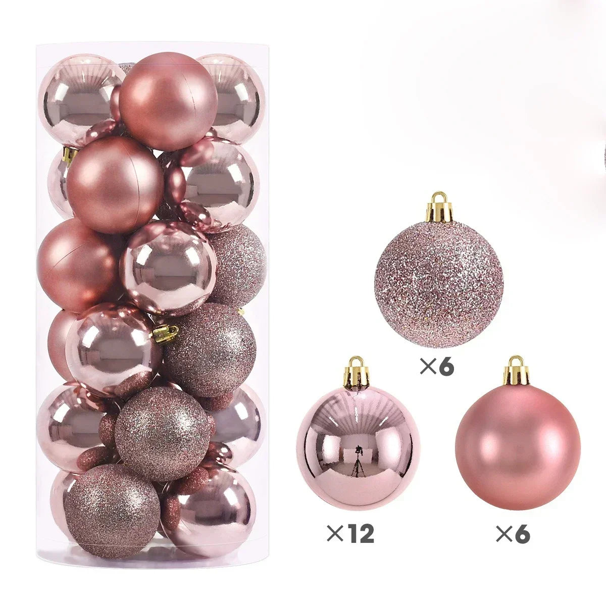 24 Uds. Bolas de Navidad de 3/4/6CM, bola grande, adornos colgantes para árbol de Navidad para decoración de fiesta, accesorios de regalos de Navidad de Año Nuevo 2025