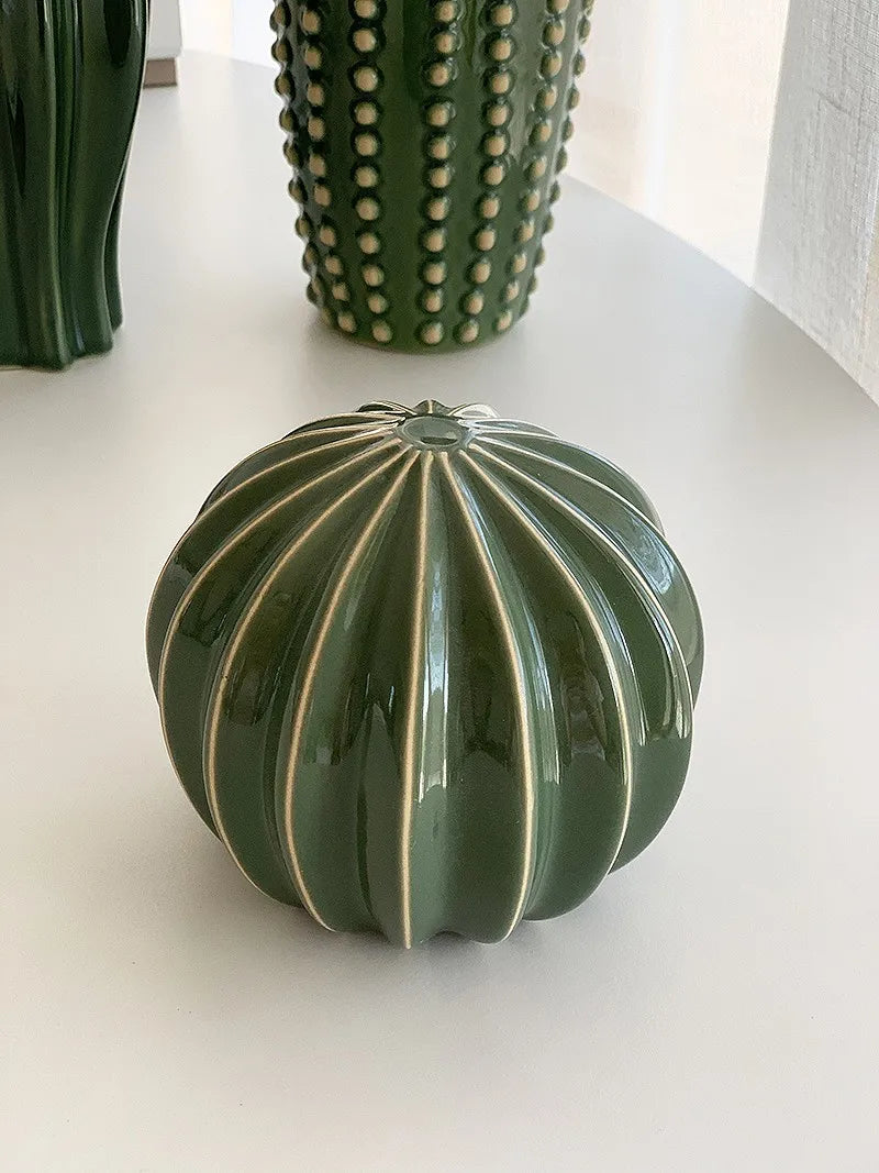 Regalo de decoración del hogar, Cactus de cerámica creativo, decoración estética, desierto Tropical, sala de equinopsis, adorno verde para Hotel, 2024