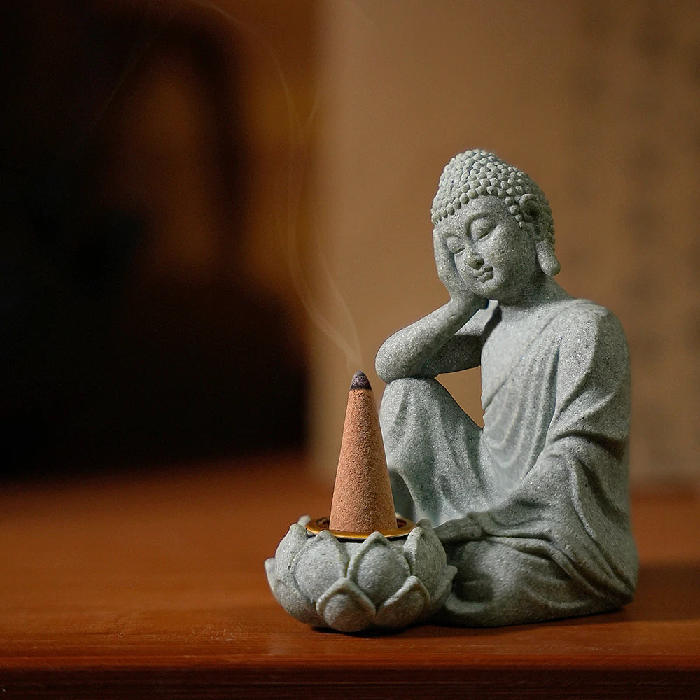 Decoraciones de aromaterapia para el hogar, nuevos adornos chinos para sala de estar, té Zen, artesanías de escritorio, escultura de Buda pequeña sentada