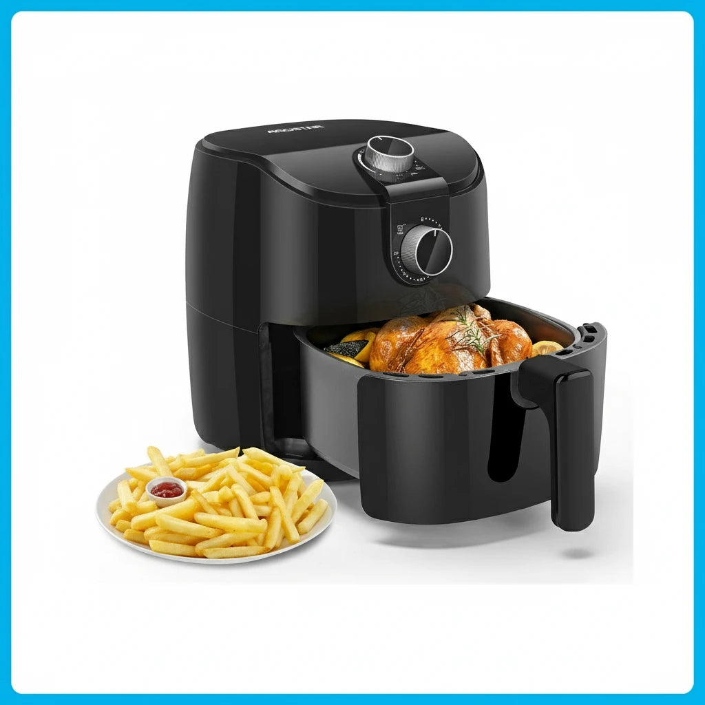 Freidora de Aire 4L, Circulación de Aire Rápido, Temporizador de 30 Minutos, Temperatura Ajustable 80-200℃, Libre de BPA, 1500W