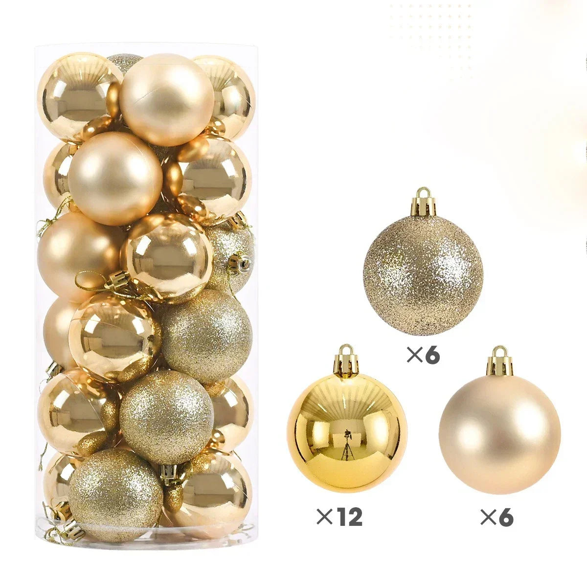 24 Uds. Bolas de Navidad de 3/4/6CM, bola grande, adornos colgantes para árbol de Navidad para decoración de fiesta, accesorios de regalos de Navidad de Año Nuevo 2025