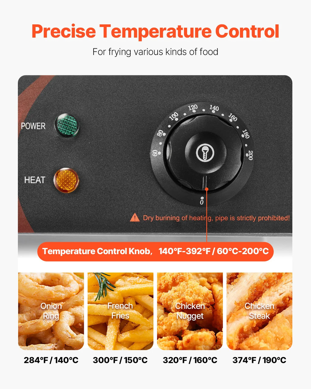 Freidoras eléctricas SucceBuy de 12L y 5000W, tanques dobles con cesta doble y tapa, freidora de grasa doble, Control de temperatura ajustable