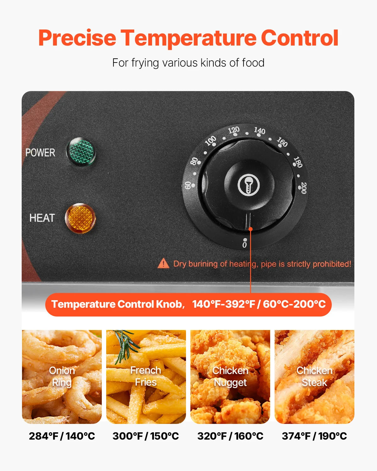 Freidoras eléctricas SucceBuy de 12L y 5000W, tanques dobles con cesta doble y tapa, freidora de grasa doble, Control de temperatura ajustable