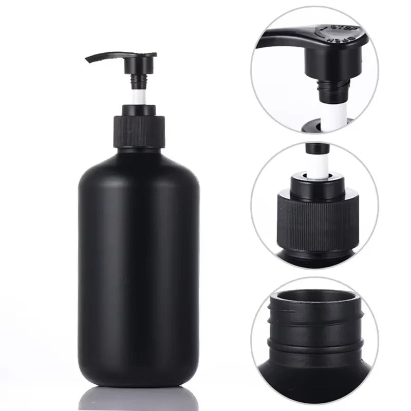 Dispensador de jabón líquido negro mate, champú acondicionador reutilizable de 300/500mL, gel de ducha, contenedor de suministros de baño para hotel