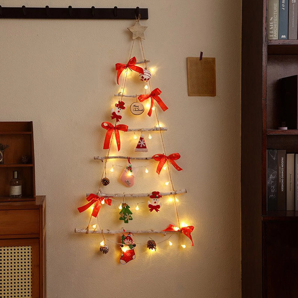 DIY colgante luminoso decoraciones navideñas plegables Navidad Artificial árbol de Navidad decoración pared árbol de Navidad hogar