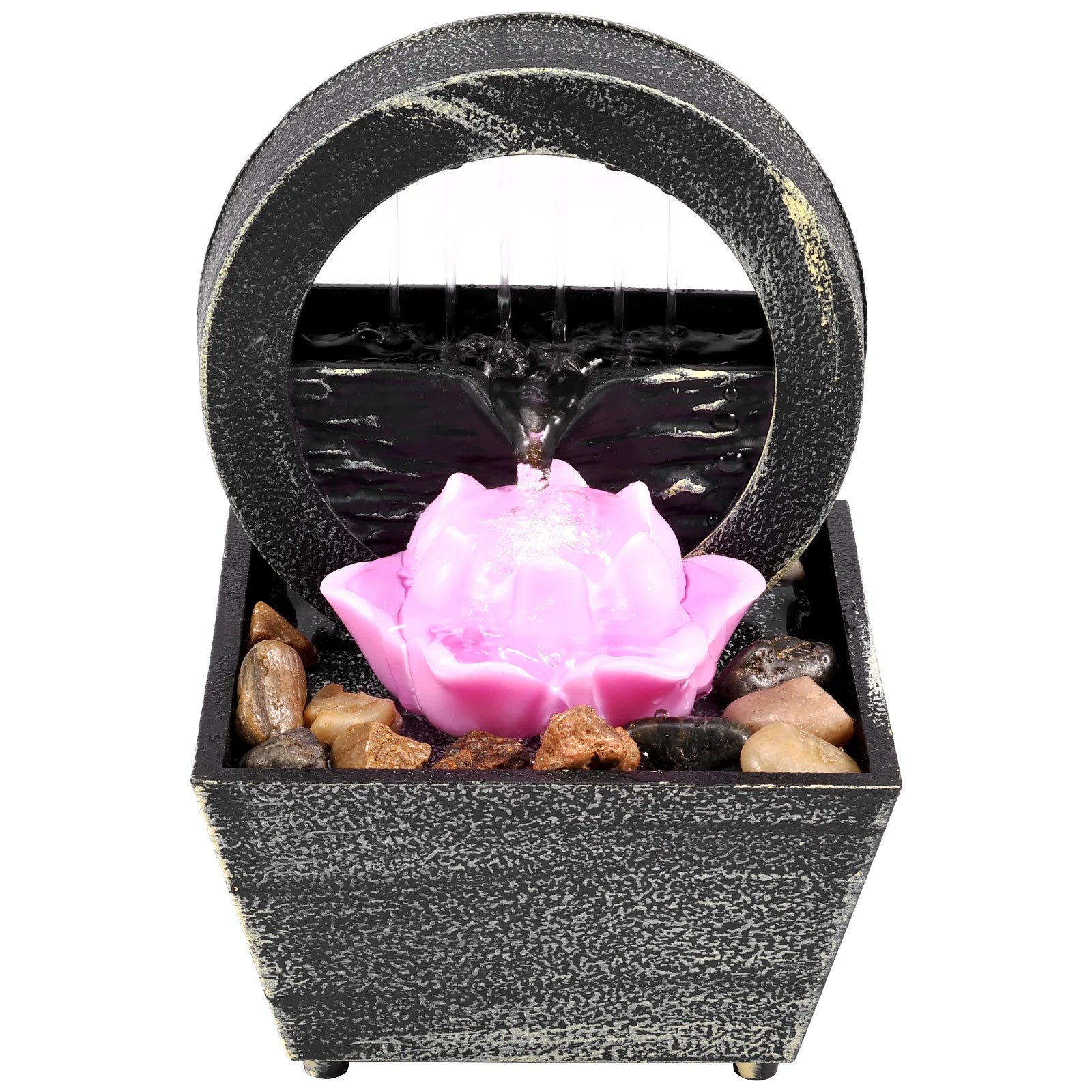 Nueva decoración de cascada de escritorio, adornos creativos de agua corriente, pequeños adornos para sala de estar y oficina, adornos de fuente de mesa