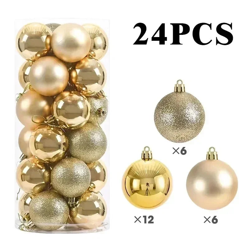 24 Uds. Bolas de Navidad de 3/4/6CM, bola grande, adornos colgantes para árbol de Navidad para decoración de fiesta, accesorios de regalos de Navidad de Año Nuevo 2025