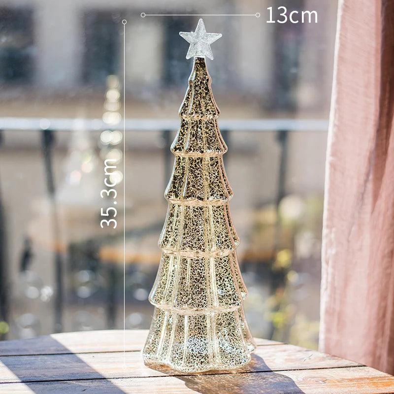 Árbol De Navidad De cristal, luz nocturna para el hogar, Navidad, ambiente festivo romántico, adornos De Navidad, decoración luminosa LED