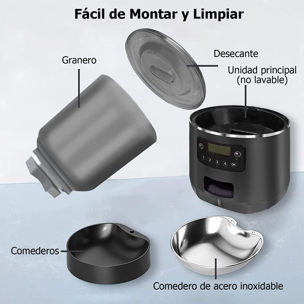 Comedero Automático para Mascotas 4L Dispensador Automático de Comida para Gatos Smart Control Resistente a Bichos y Enganches