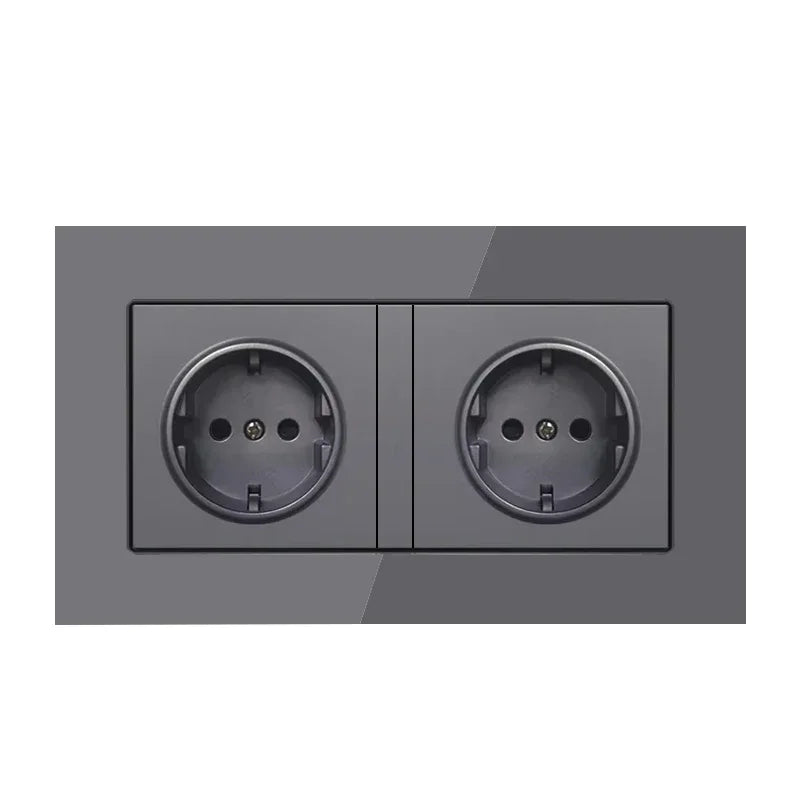 Depoguye blanco 16A toma de corriente estándar de la UE, enchufe de pared de panel de cristal, toma de corriente de 220V Corea 86mm * 86mm