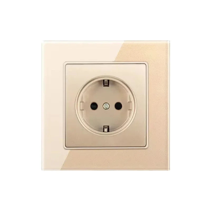 Depoguye blanco 16A toma de corriente estándar de la UE, enchufe de pared de panel de cristal, toma de corriente de 220V Corea 86mm * 86mm