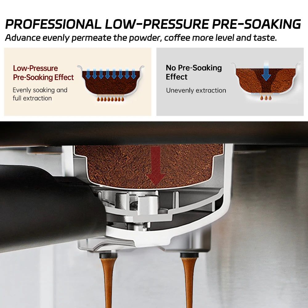 Cafelffe-máquinas de café expreso de acero inoxidable con Espumador de leche, varita de vapor, máquina semiautomática para capuchino, cafetería de 20bar