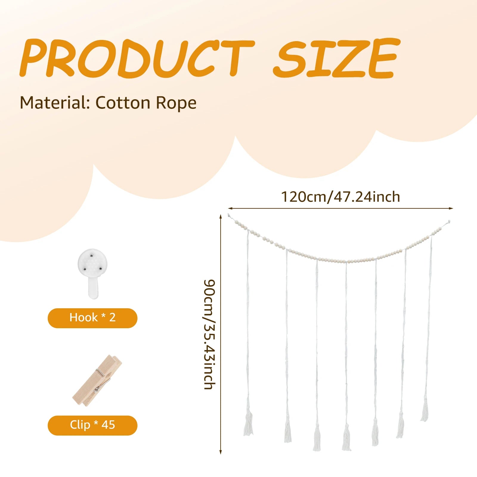 Decoración para colgar en la pared con exhibición de fotos, decoración bohemia para el hogar, cuentas de cuerda de algodón, tapiz de macramé para colgar en la pared, decoración romántica para habitación