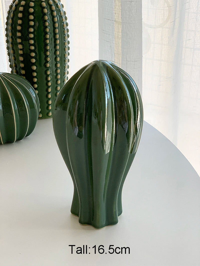 Regalo de decoración del hogar, Cactus de cerámica creativo, decoración estética, desierto Tropical, sala de equinopsis, adorno verde para Hotel, 2024