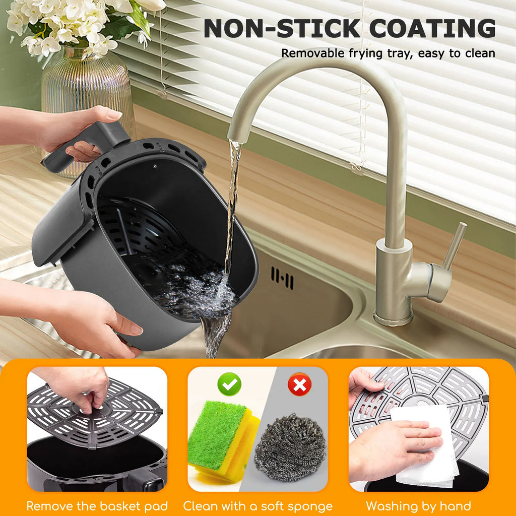 Freidora de Aire 4L, Circulación de Aire Rápido, Temporizador de 30 Minutos, Temperatura Ajustable 80-200℃, Libre de BPA, 1500W