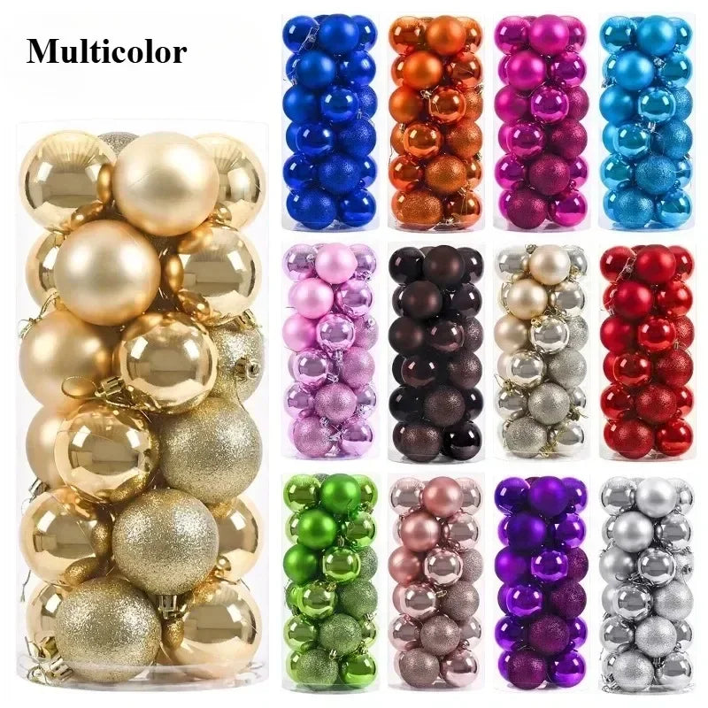24 Uds. Bolas de Navidad de 3/4/6CM, bola grande, adornos colgantes para árbol de Navidad para decoración de fiesta, accesorios de regalos de Navidad de Año Nuevo 2025
