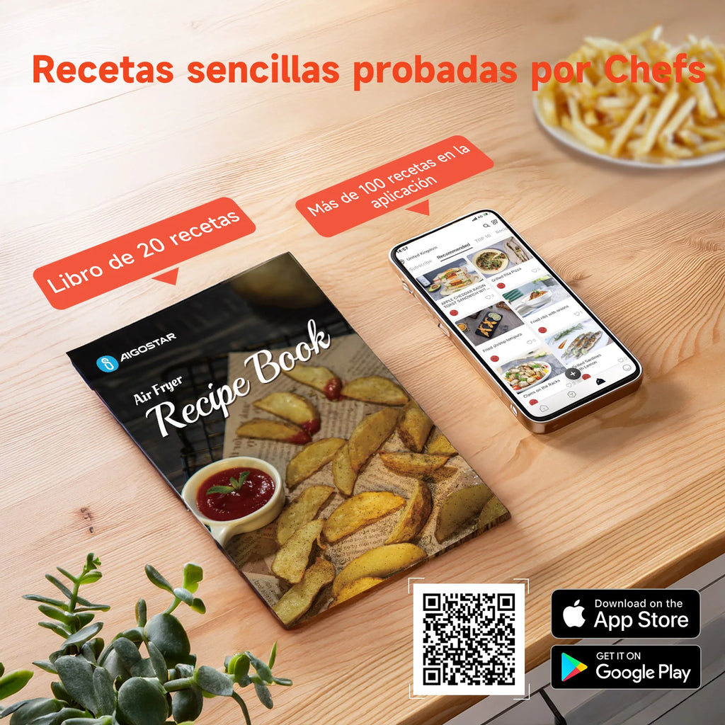 Freidora de Aire 7L, Pantalla LED Táctil, 8 Funciones, Tiempo y Temperatura Ajustables, Cesta Antiadherente Extraíble, 1900W