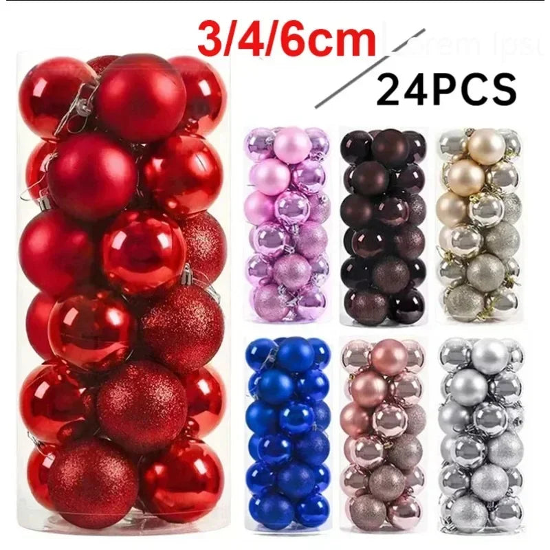 24 Uds. Bolas de Navidad de 3/4/6CM, bola grande, adornos colgantes para árbol de Navidad para decoración de fiesta, accesorios de regalos de Navidad de Año Nuevo 2025