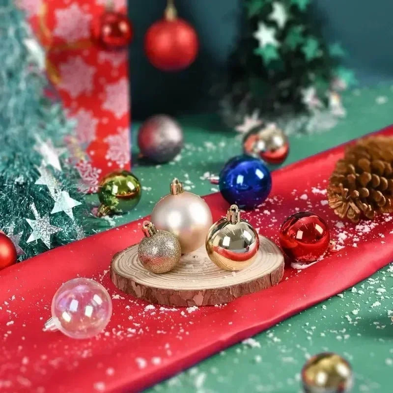 24 Uds. Bolas de Navidad de 3/4/6CM, bola grande, adornos colgantes para árbol de Navidad para decoración de fiesta, accesorios de regalos de Navidad de Año Nuevo 2025