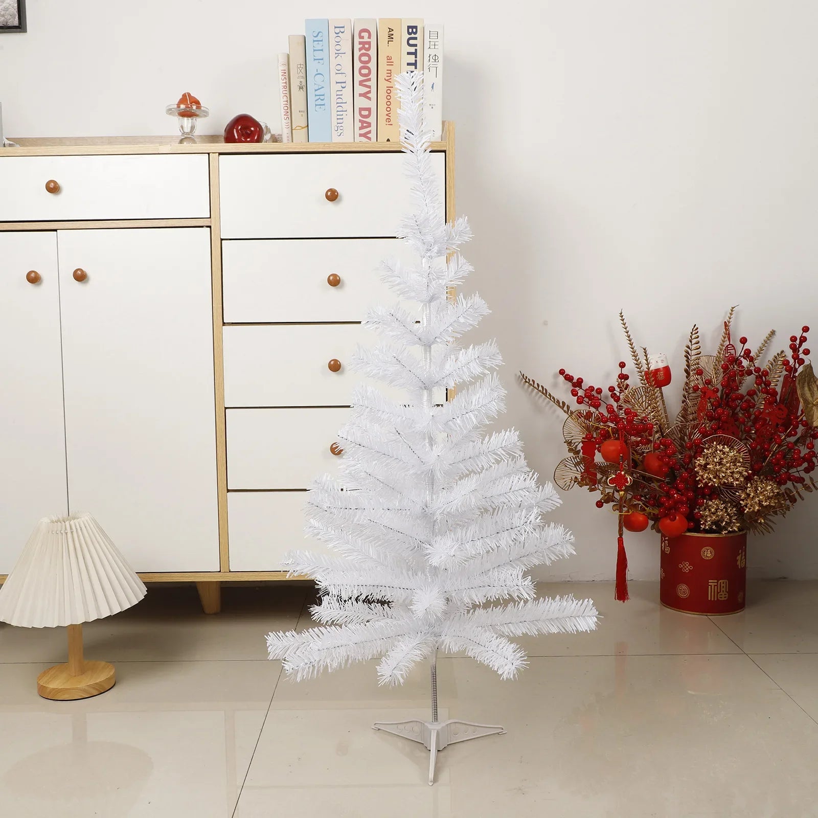 Mini adorno de árbol de Navidad de escritorio blanco, arbol de navidad, suministros de decoración navideña para el hogar, árbol pequeño simulado de 60cm